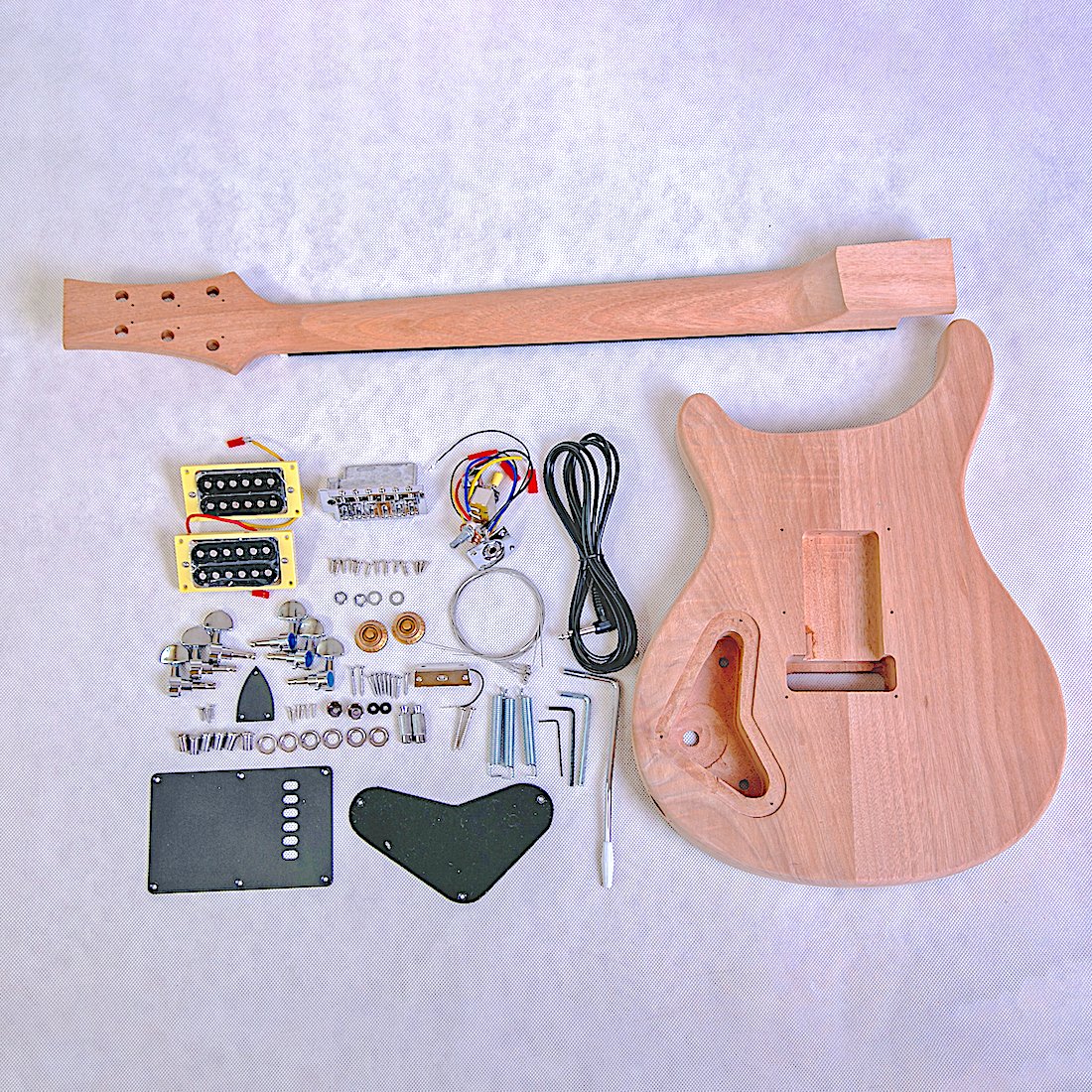 PR830 BACK FULL KIT Set in Neck Mahogany with Flame Maple Veneer Hardware Chrome with Cream Fitting