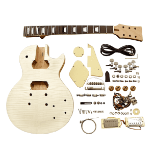 Coban Guitars Electric Guitar DIY Kit LP740 Flamed Chrome Cream Fittings
