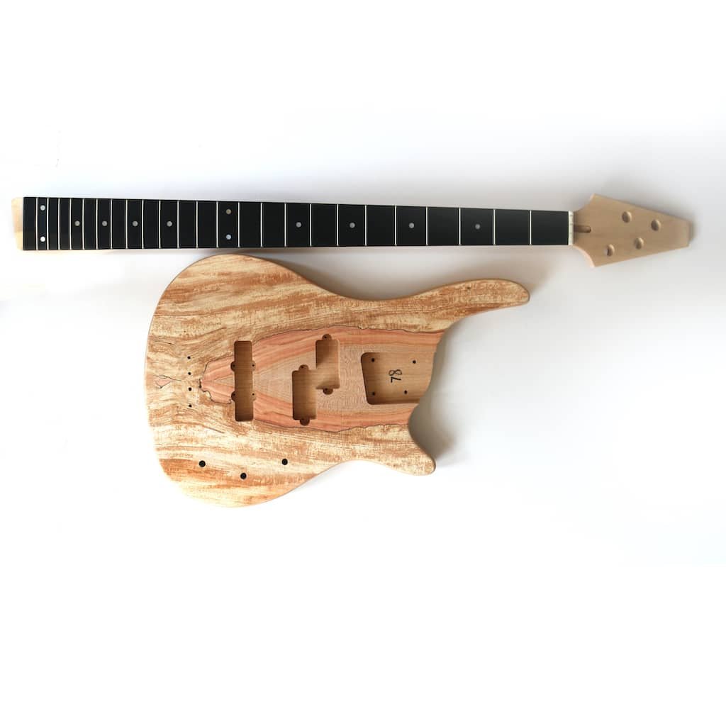 SE Bass Spalted Maple (2) Electric Bass Guitar DIY Kit Top View