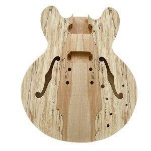 DIY Semi-Hollow ES260 Guitar Kit | Spalted Maple Veneer | Paulownia Body, Gold Hardware & Cream Fittings