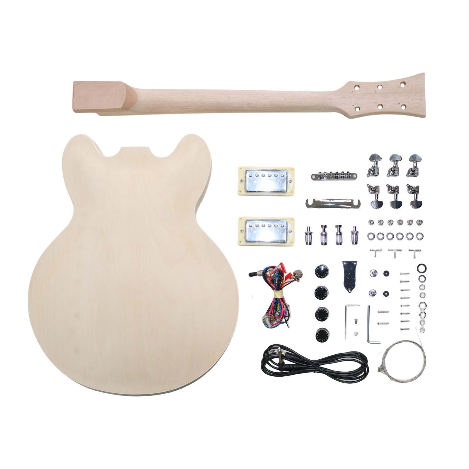 ES260 SPALTED MAPLE LEFT HAND CREAM (2) ES260 Left-Hand Spalted Maple Guitar Cream Side View