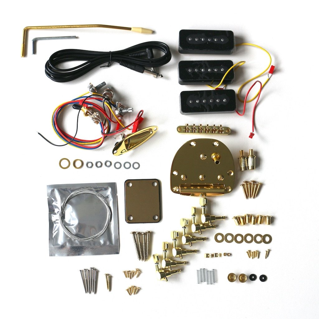 JAZZ M Gold (1) JazzM Offset Hardtail Bolt On Neck Mahogany Body Parts