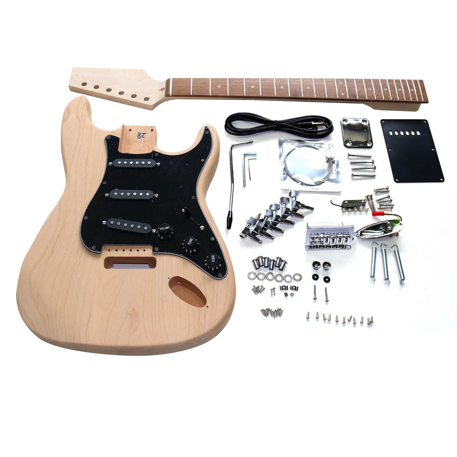 Electric Guitar DIY Kit ST4 Alder Body Laurel fingerboard Hardware Chrome with Black Pickguard Full Kit