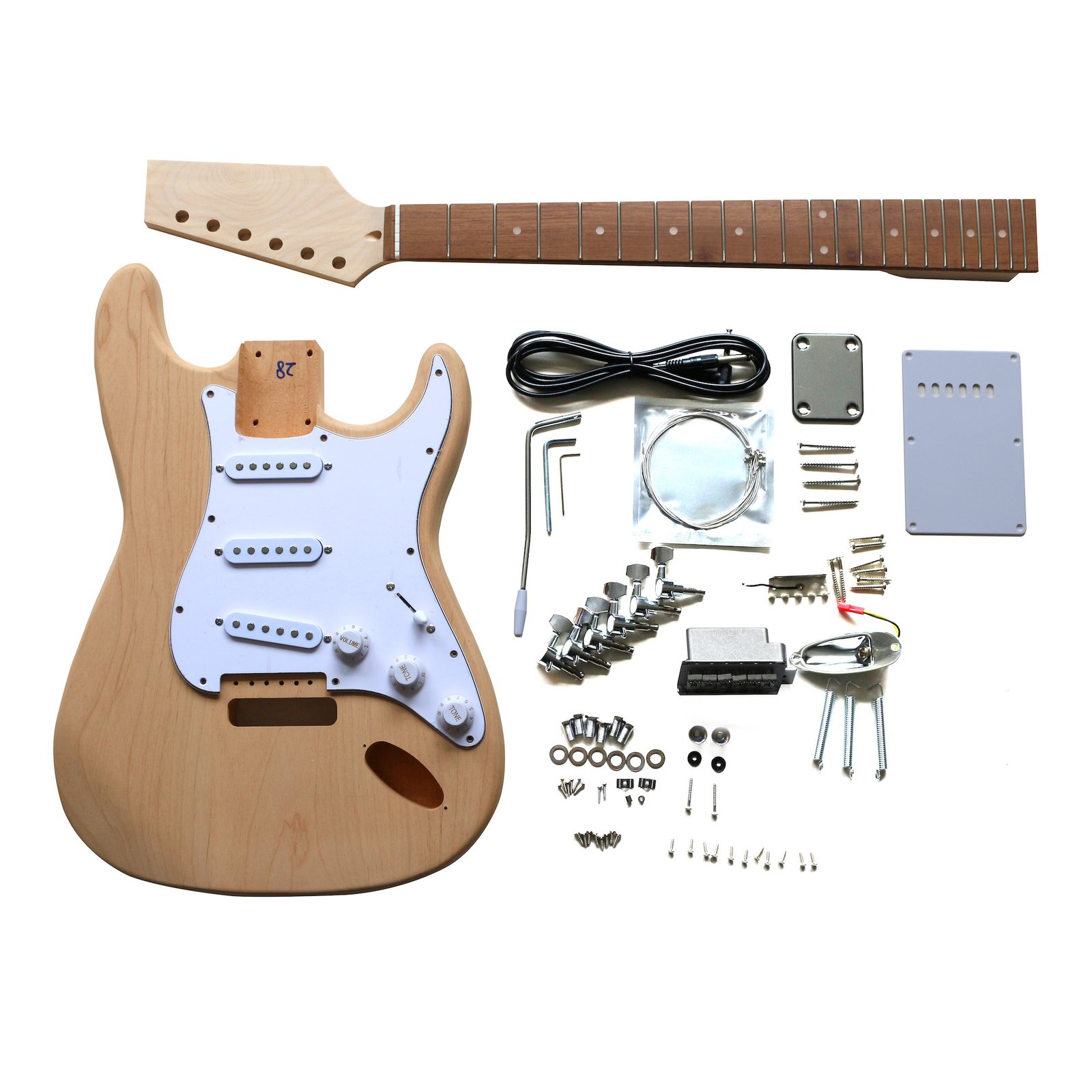 DIY ST4 Guitar Kit | Alder Body with Laurel Fingerboard | Chrome Hardware & White Pickguard