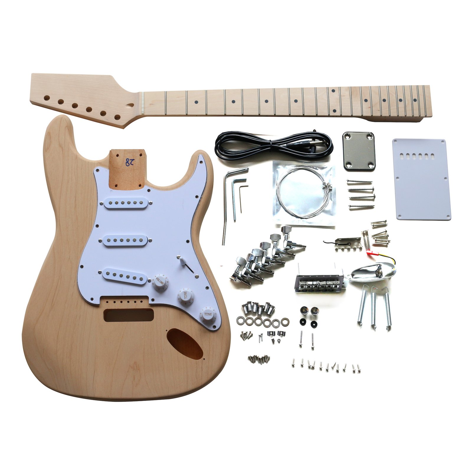 DIY ST4 Guitar Kit | Alder Body with Maple Fingerboard | Chrome Hardware & White Pickguard