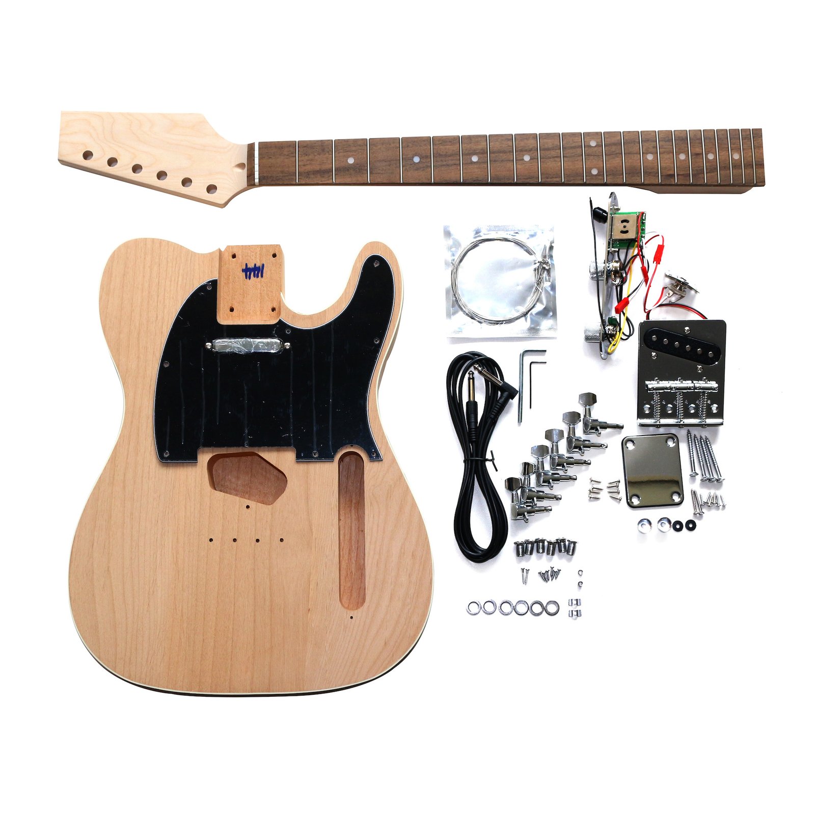DIY TL6 Guitar Kit | Alder Body with Laurel Fingerboard | Chrome Hardware & Black Pickguard
