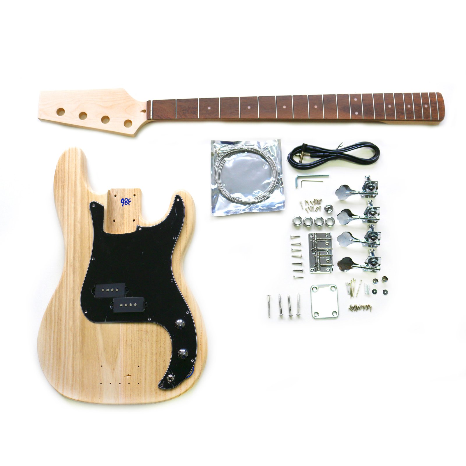 DIY PB Beginner Bass Guitar Kit | Paulownia Body | Laurel Fingerboard | Chrome Hardware