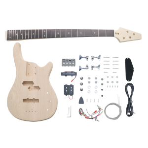 DIY SE Bass Guitar Kit | 4-String Ash Body | Ebony Fingerboard | Chrome Hardware