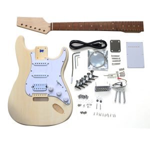 DIY ST Beginner Guitar Kit | Basswood Body with Laurel Fingerboard | Chrome Hardware & HSS Pickup | White Pickguard