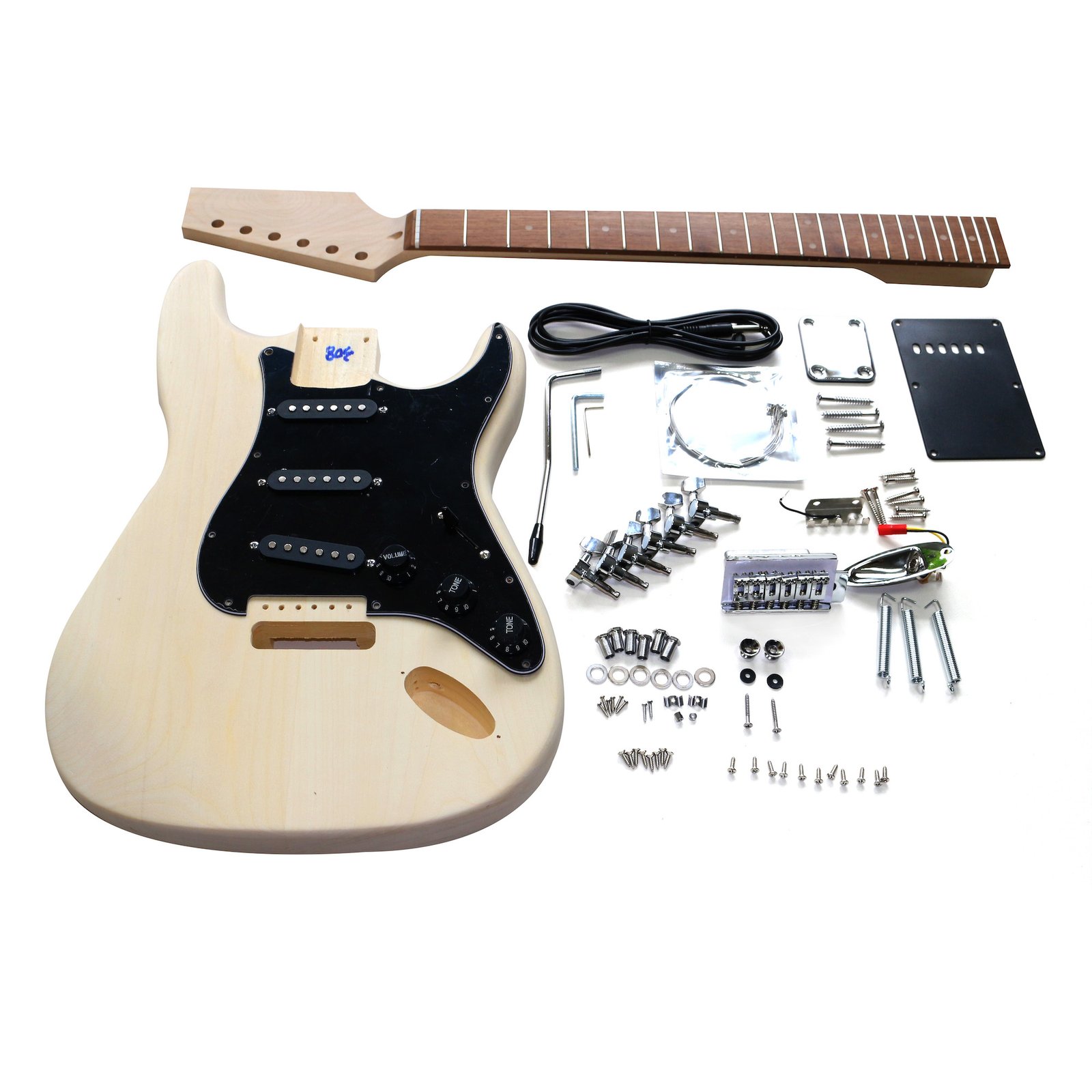 ST beginner SSS Basswood Black Full Kit