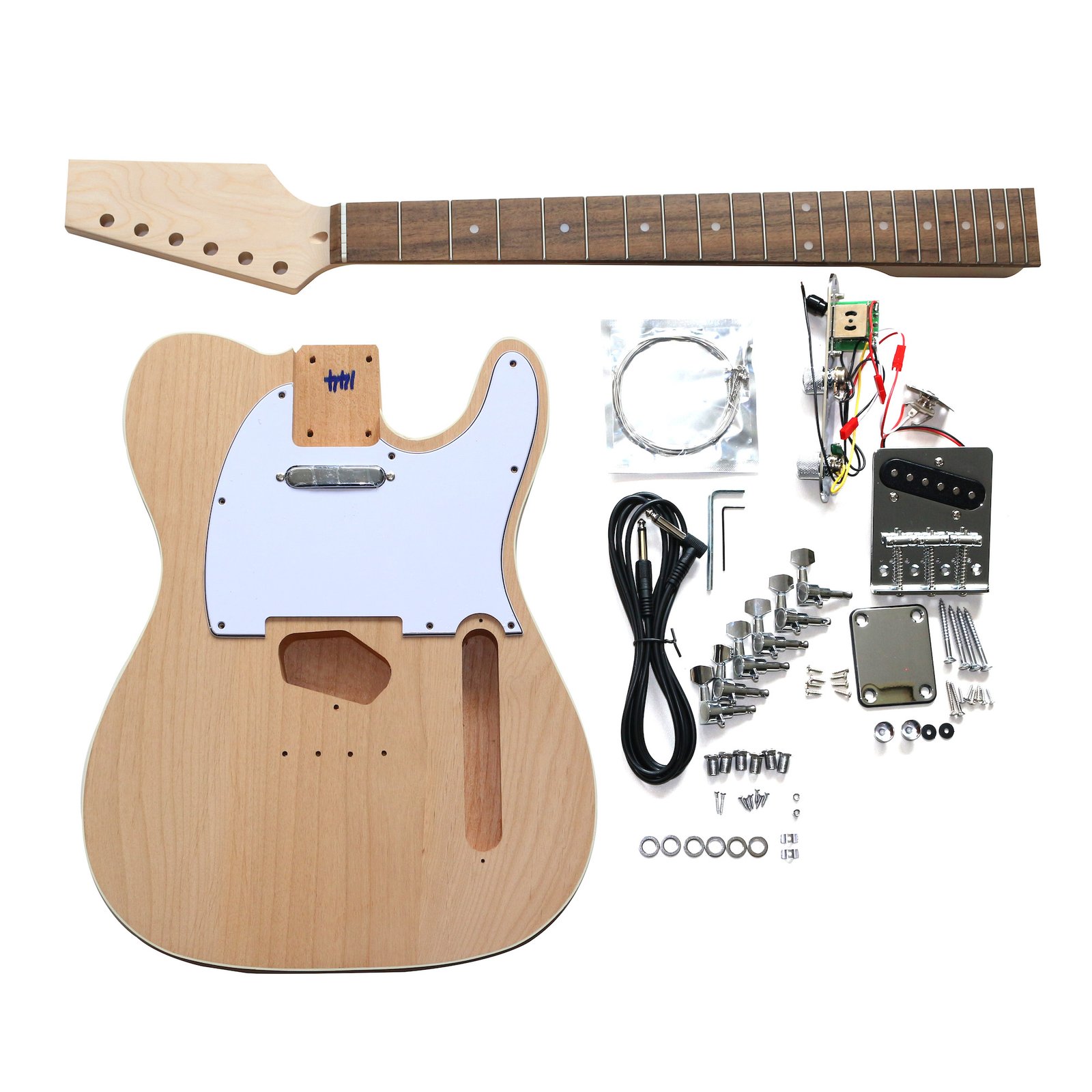 DIY TL6 Guitar Kit | Alder Body with Laurel Fingerboard | Chrome Hardware & White Pickguard