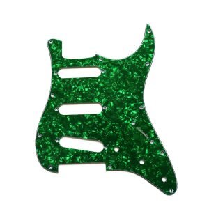Coban Guitars ST Strat Pickguard Set SSS | 11-Hole Stratocaster Green Pearl Pick Guard.