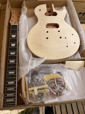 Coban Guitars Electric Guitar DIY Body LP740 CLEARANCE 515 Flamed Chrome Cream Fittings.