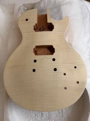 Coban Guitars Electric Guitar DIY Body LP740 CLEARANCE 22 Flamed Chrome Cream Fittings.
