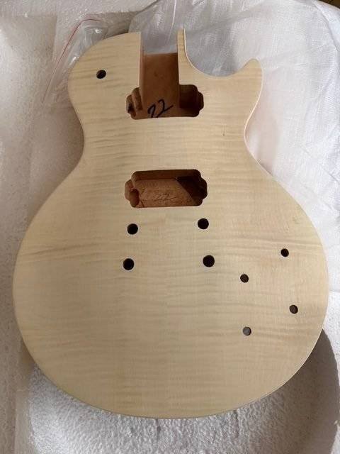 Coban Guitars Electric Guitar DIY Body LP740 CLEARANCE 22 Flamed Chrome Cream Fittings.