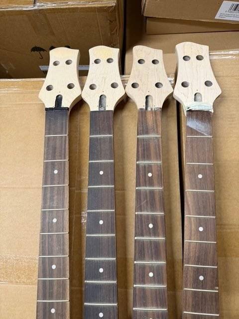DIY Bass Guitar Necks x 4 | 4-String Maple Necks Clearance.