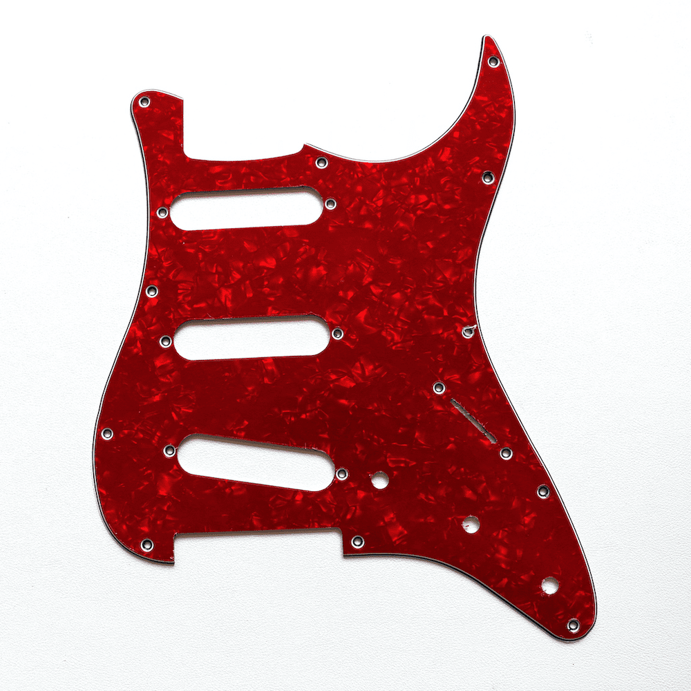 Coban Guitars ST Strat Pickguard Set SSS | 11-Hole Stratocaster Red Pearl Pick Guard.