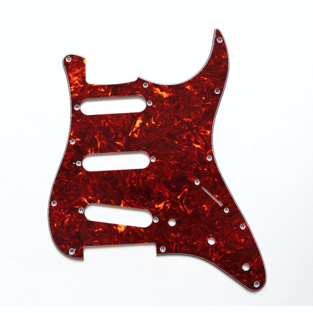 Coban Guitars ST Strat Pickguard Set SSS | 11-Hole Stratocaster Red Turtle Pick Guard.