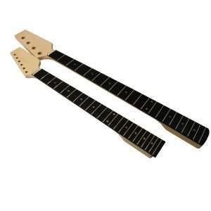 DIY Double Neck ST Guitar & Bass Kit | Mahogany Body | Ebony Fingerboard, Black Pick guard, Chrome Hardware