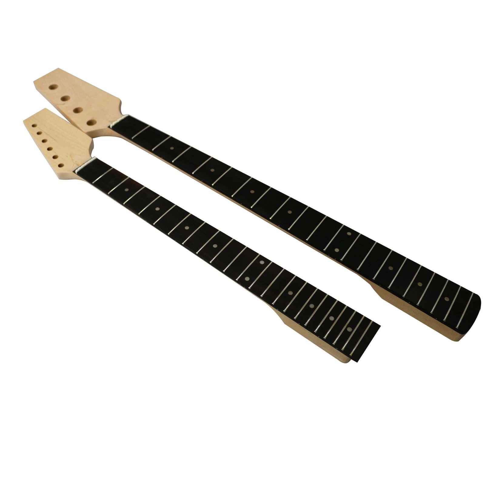 DIY Double Neck ST Guitar & Bass Kit | Mahogany Body | Ebony Fingerboard, White Pick guard, Chrome Hardware